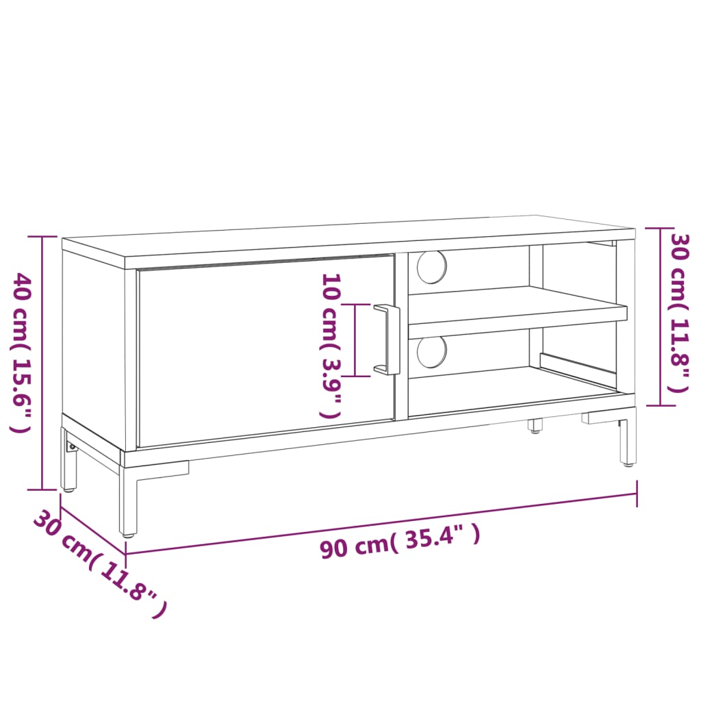 Tv-bänk brun 90x30x40 cm massiv furu