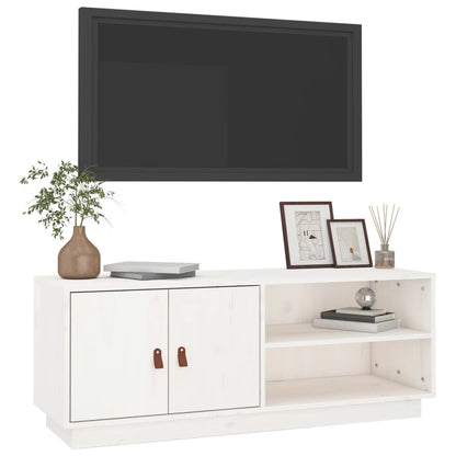 Tv-bänk vit 105x34x40 cm massiv furu