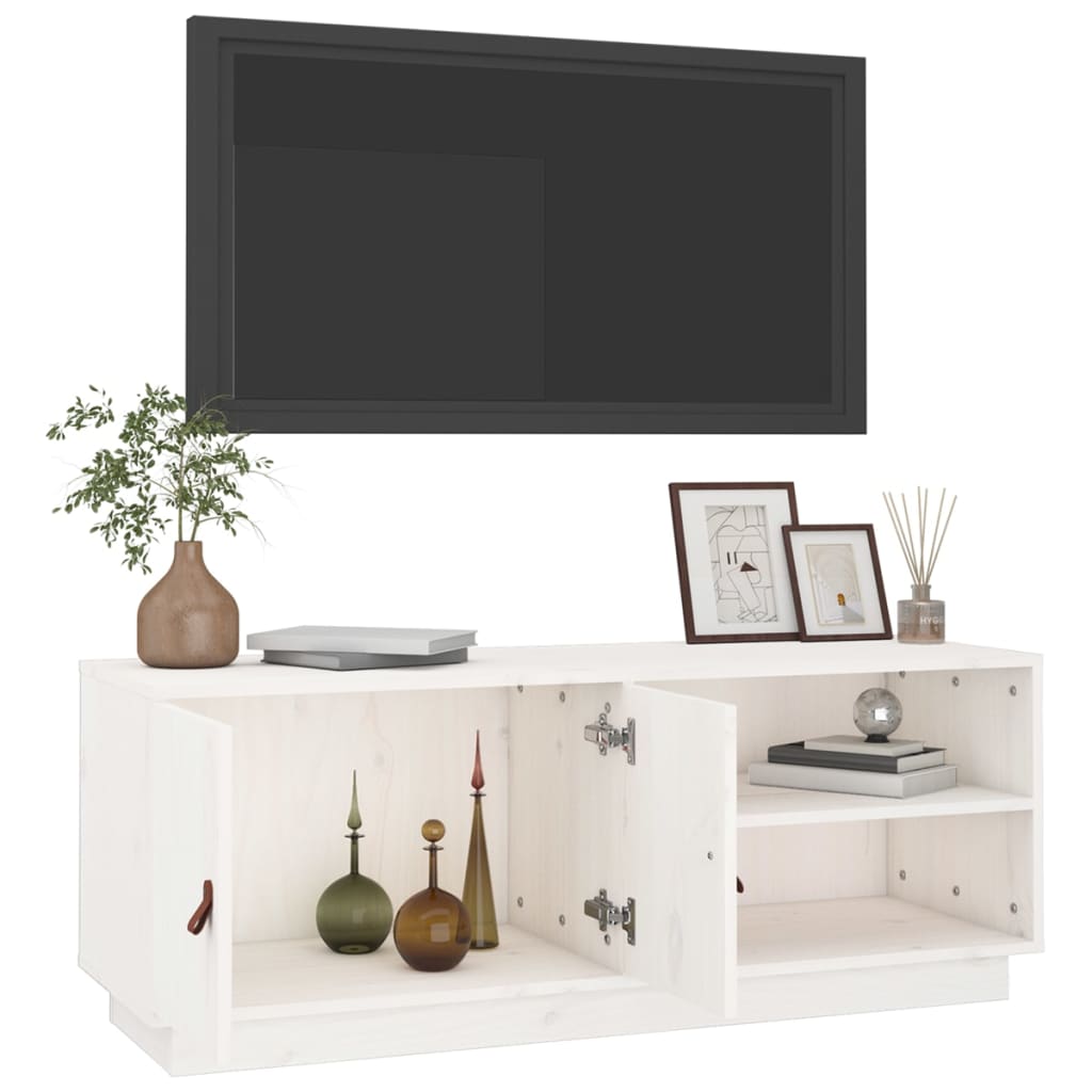 Tv-bänk vit 105x34x40 cm massiv furu