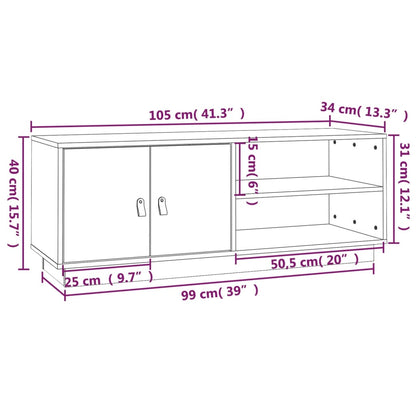 Tv-bänk grå 105x34x40 cm massiv furu