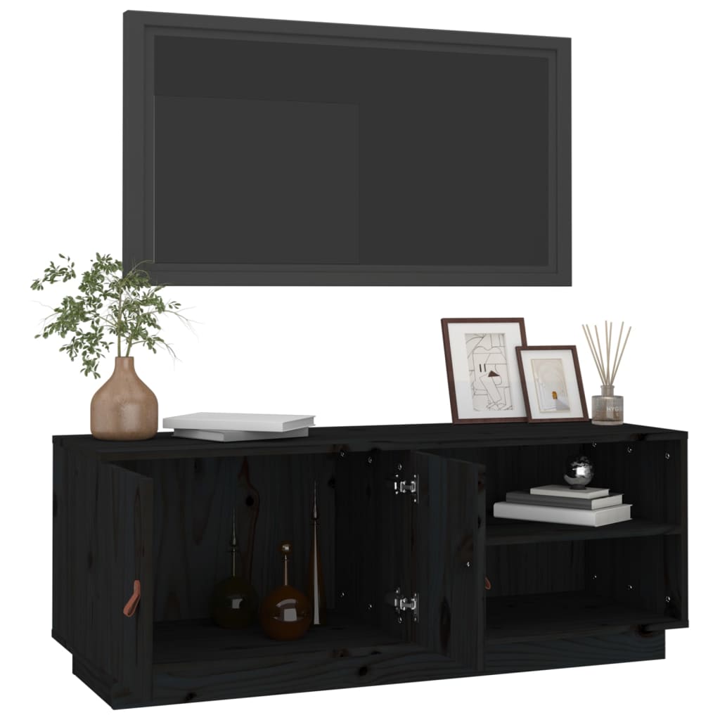 Tv-bänk svart 105x34x40 cm massiv furu