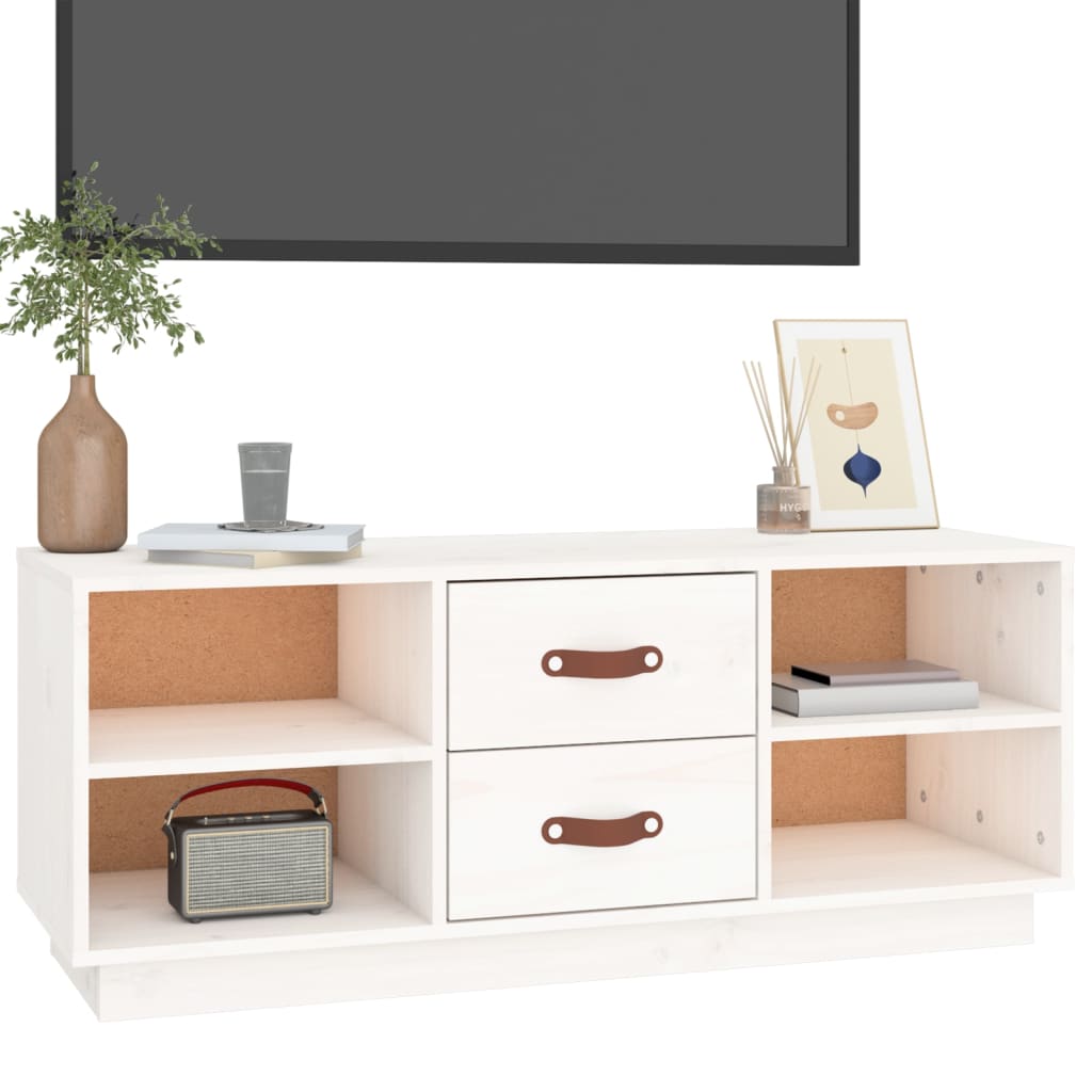 Tv-bänk vit 100x34x40 cm massiv furu