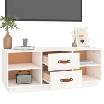 Tv-bänk vit 100x34x40 cm massiv furu