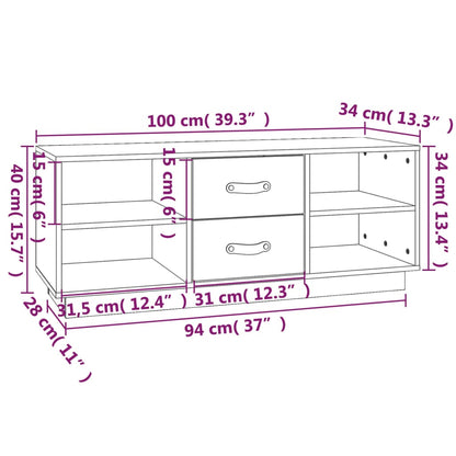 Tv-bänk honungsbrun 100x34x40 cm massiv furu