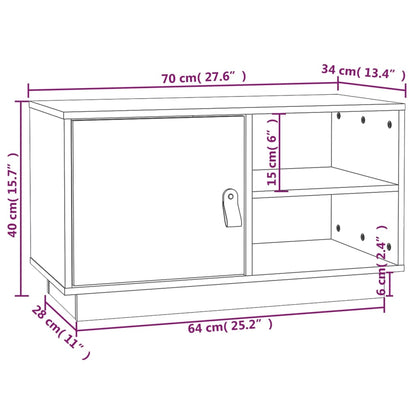 Tv-bänk grå 70x34x40 cm massiv furu