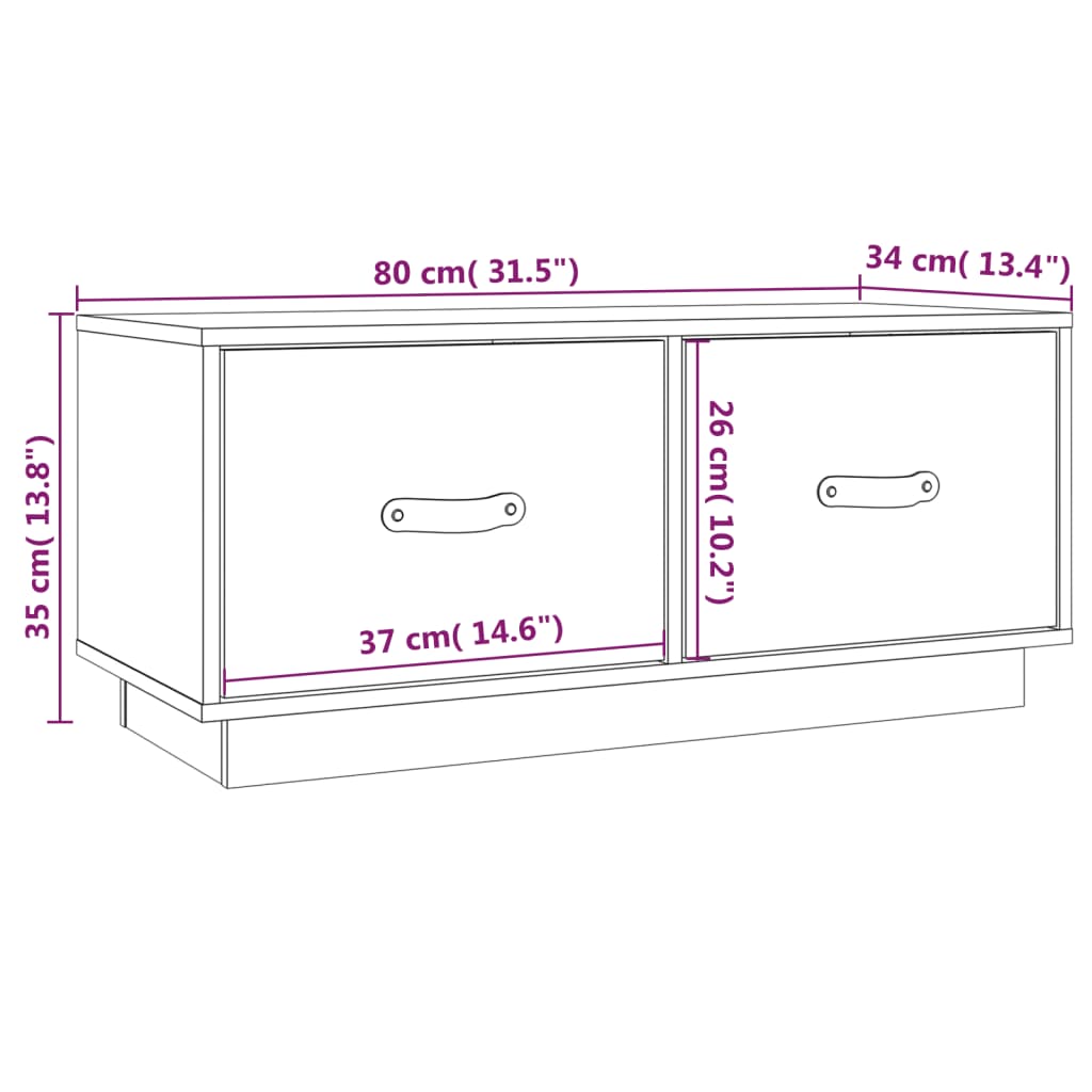 Tv-bänk honungsbrun 80x34x35 cm massiv furu