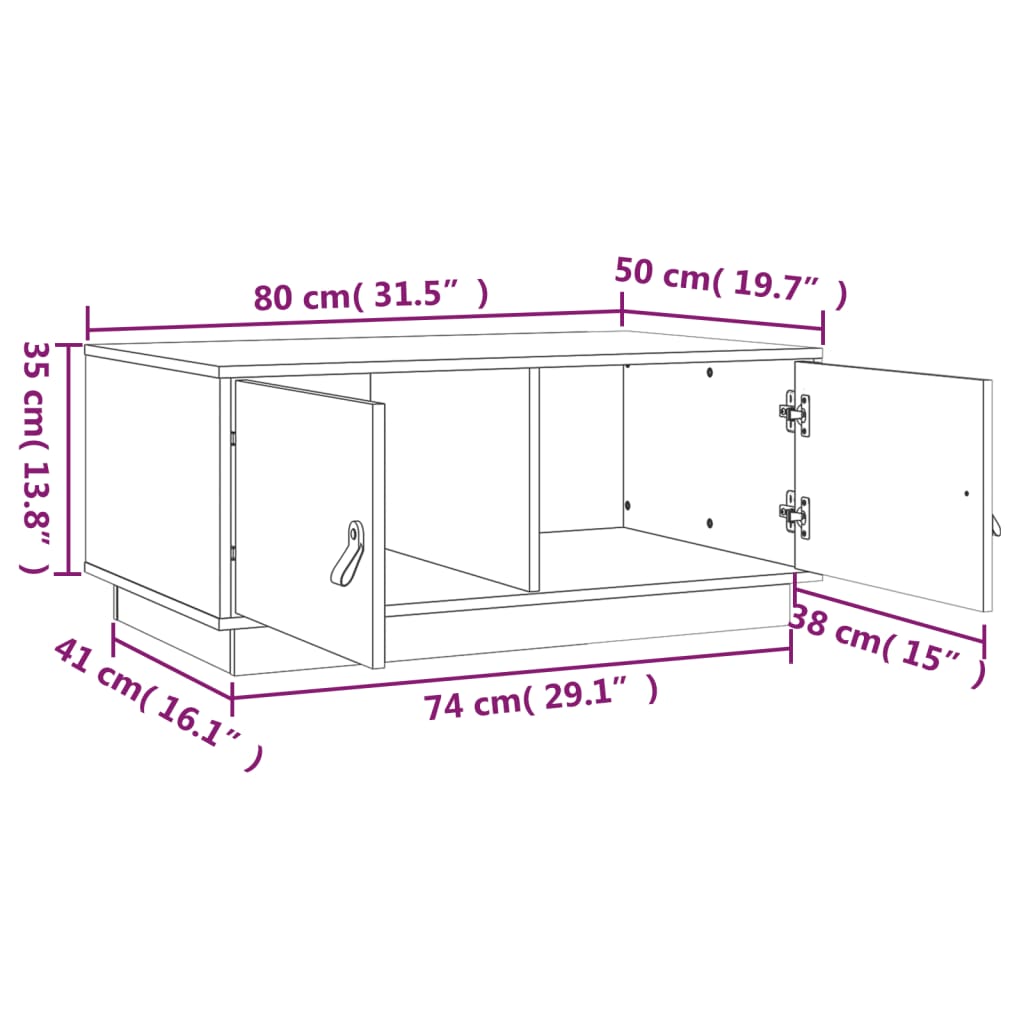 Soffbord 80x50x35 cm massiv furu