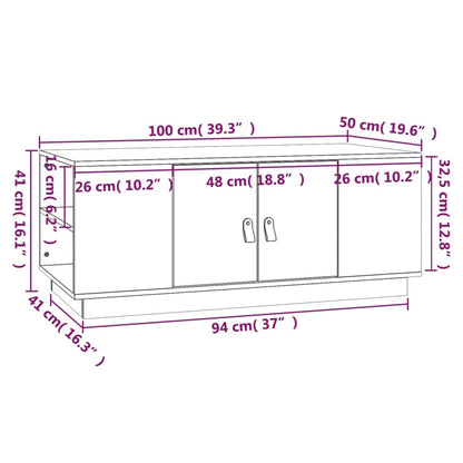 Soffbord vit 100x50x41 cm massiv furu