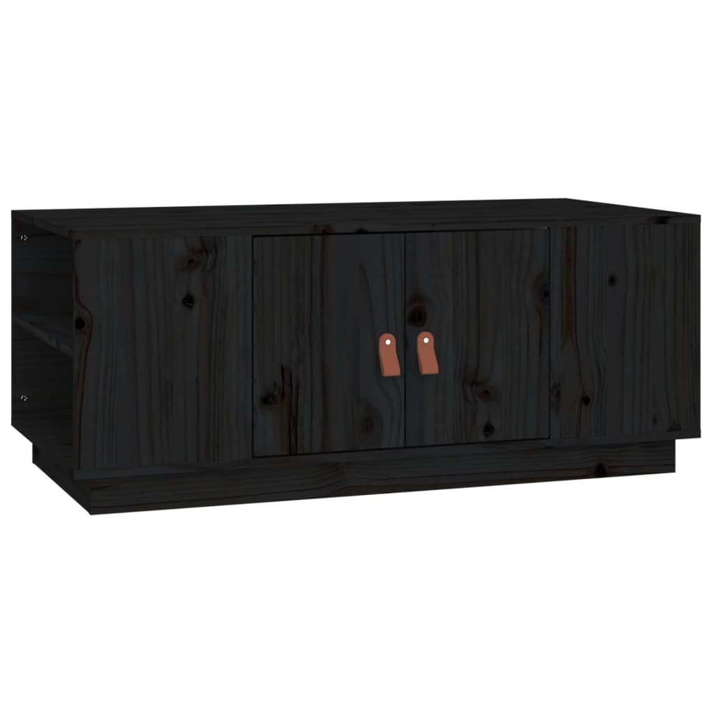 Soffbord svart 100x50x41 cm massiv furu