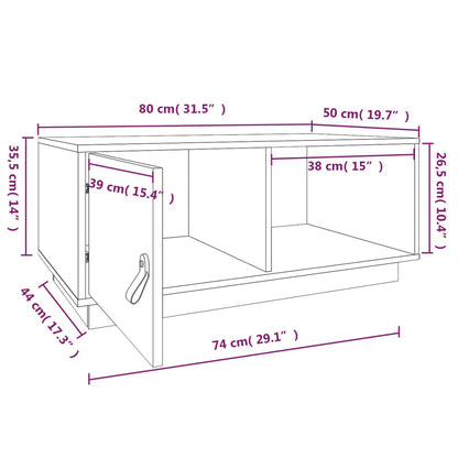 Soffbord vit 80x50x35,5 cm massiv furu