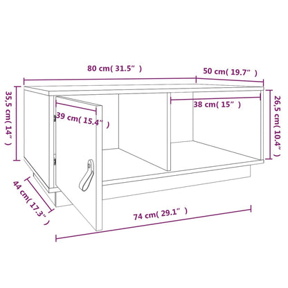 Soffbord grå 80x50x35,5 cm massiv furu