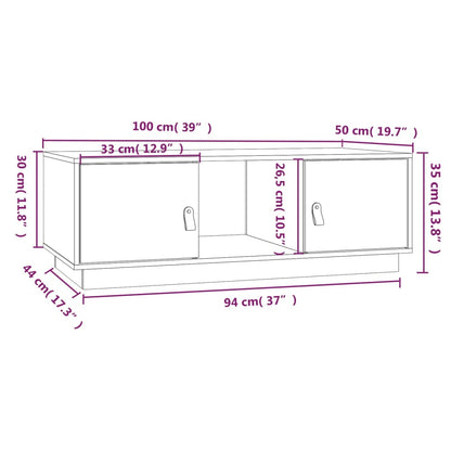 Soffbord svart 100x50x35 cm massiv furu