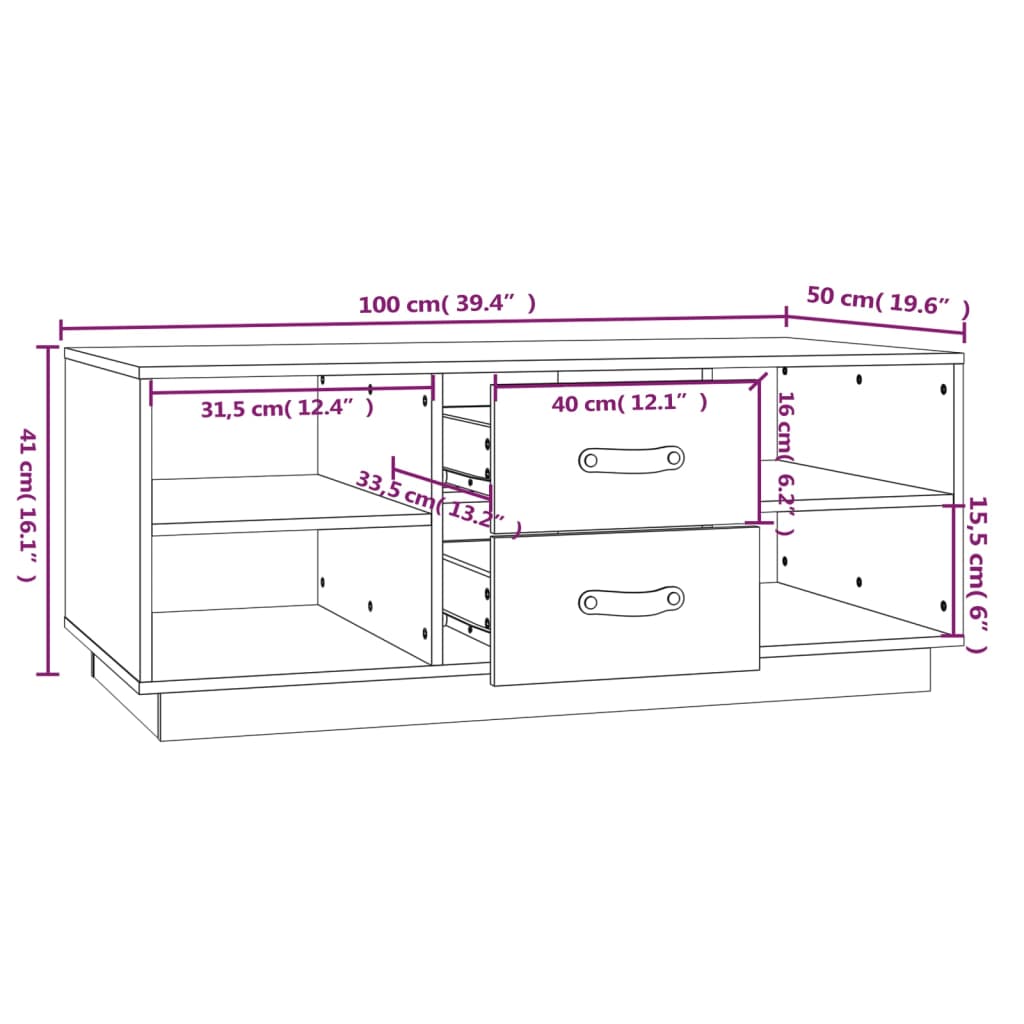 Soffbord 100x50x41 cm massivt furu