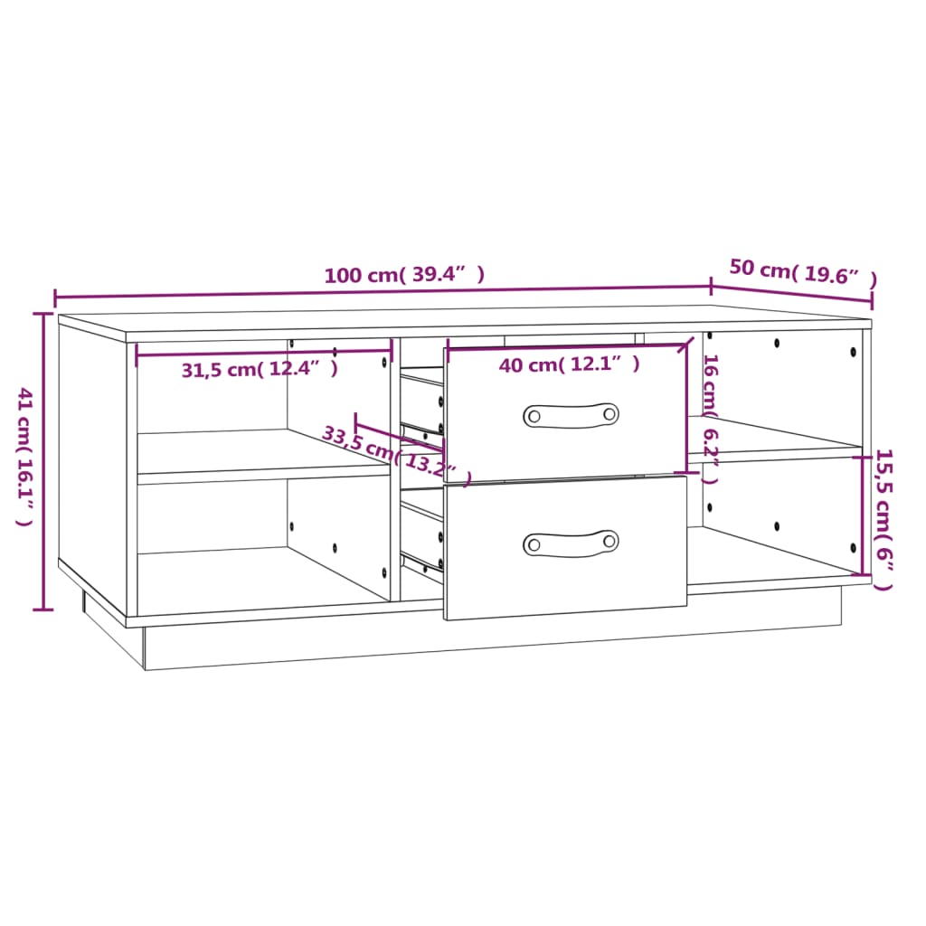 Soffbord honungsbrun 100x50x41 cm massiv furu