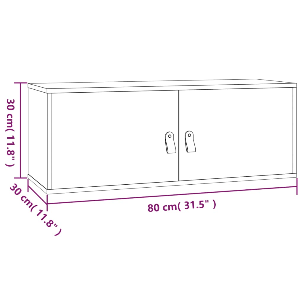 Väggskåp vit 80x30x30 cm massiv furu