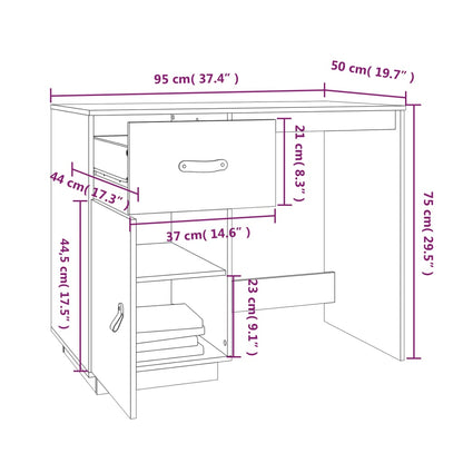 Skrivbord Vit 95x50x75 cm massiv furu