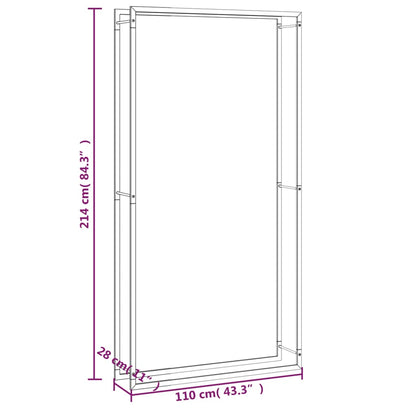 Vedställ matt svart 110x28x214 cm stål