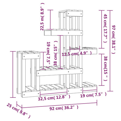 Växtställ vit 92x25x97 cm massiv furu