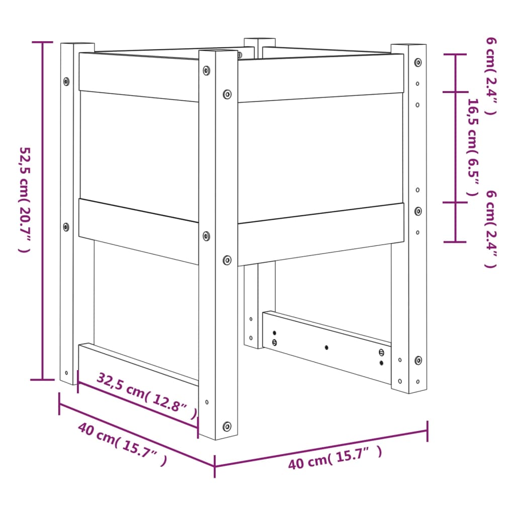 Odlingslådor 2 st 40x40x52,5 cm massiv furu