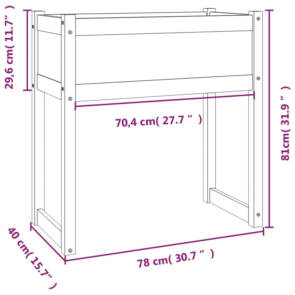 Odlingslåda 78x40x81 cm massiv furu