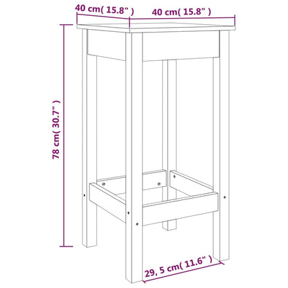 Barstolar 2 st svart 40x40x78 cm massiv furu