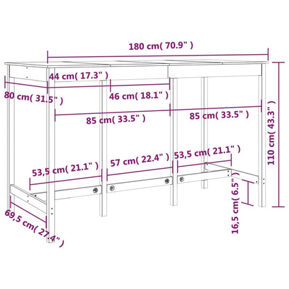 Barbord 180x80x110 cm massiv furu