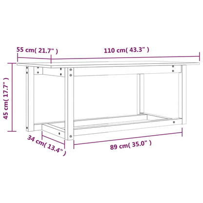 Soffbord vit 110x55x45 cm massiv furu