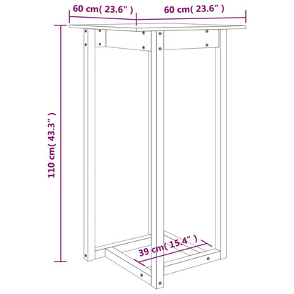 Barbord vit 60x60x110 cm massiv furu