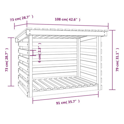 Vedställ vit 108x73x79 cm massiv furu