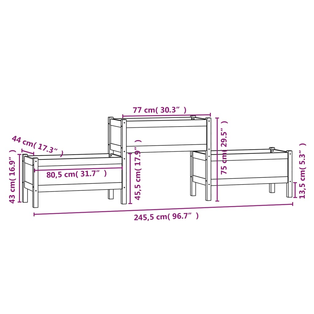 Skrivbord honungsbrun 245,5x44x75 cm massiv furu