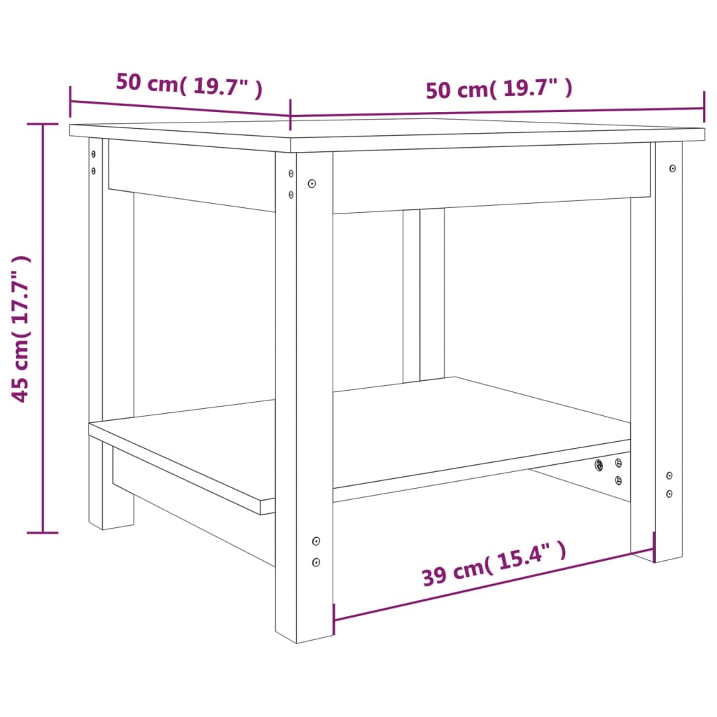 Soffbord vit 50x50x45 cm massiv furu