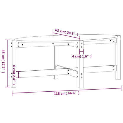 Soffbord 118x63x45 cm massiv furu