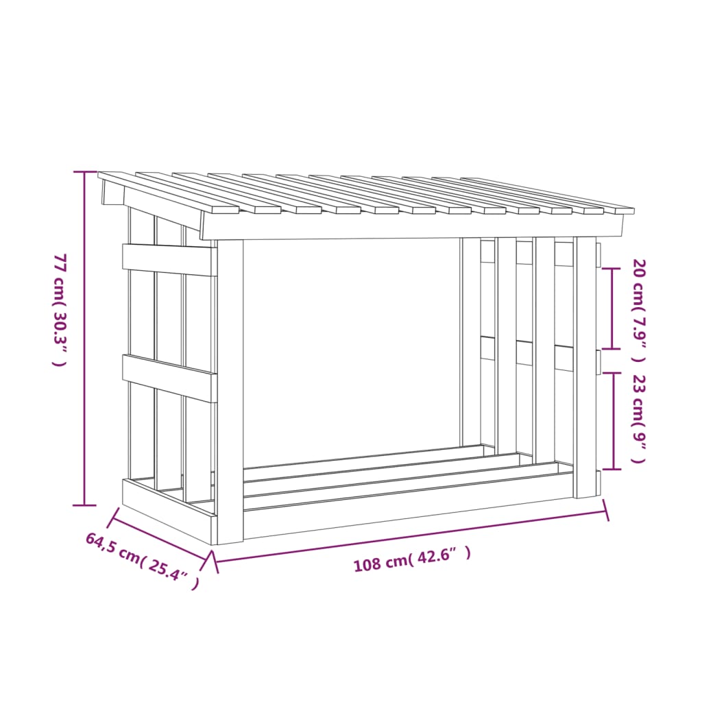 Vedställ vit 108x64,5x77 cm massiv furu