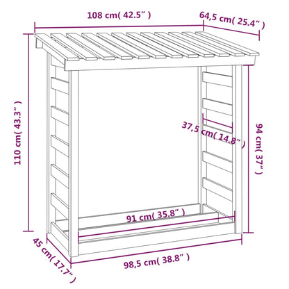 Vedställ 108x64,5x110 cm massiv furu