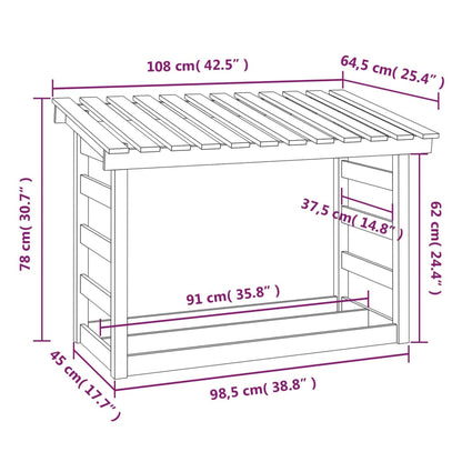 Vedställ 108x64,5x78 cm massiv furu