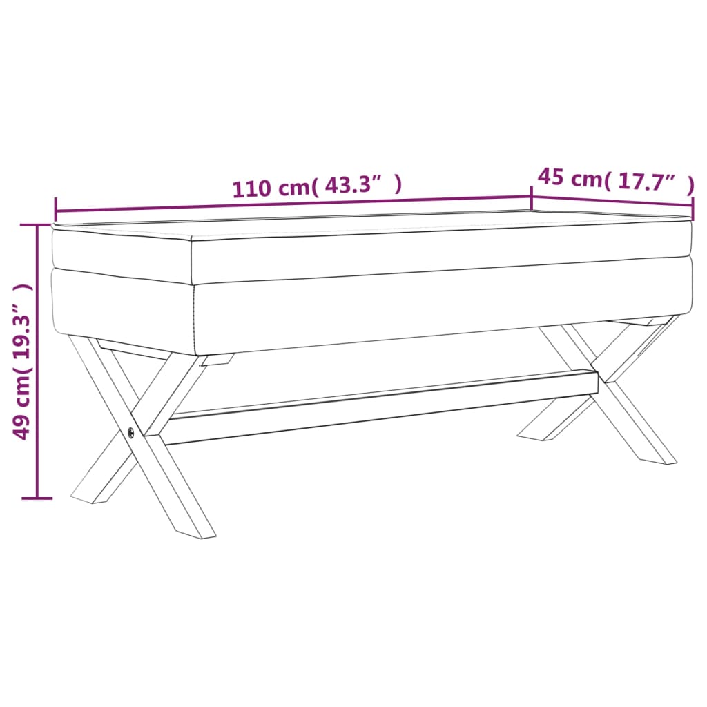 Förvaringspall mörkgrå 110x45x49 cm tyg