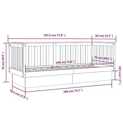 Dagbädd utan madrass 75x190 cm massiv trä furu