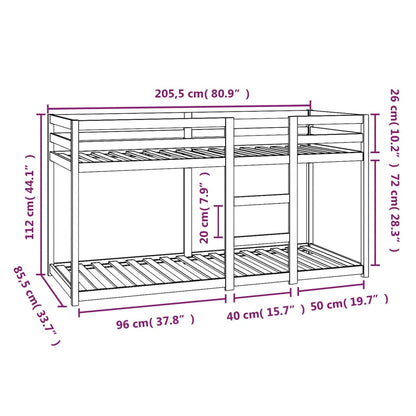 Våningssäng vit 80x200 cm massiv furu