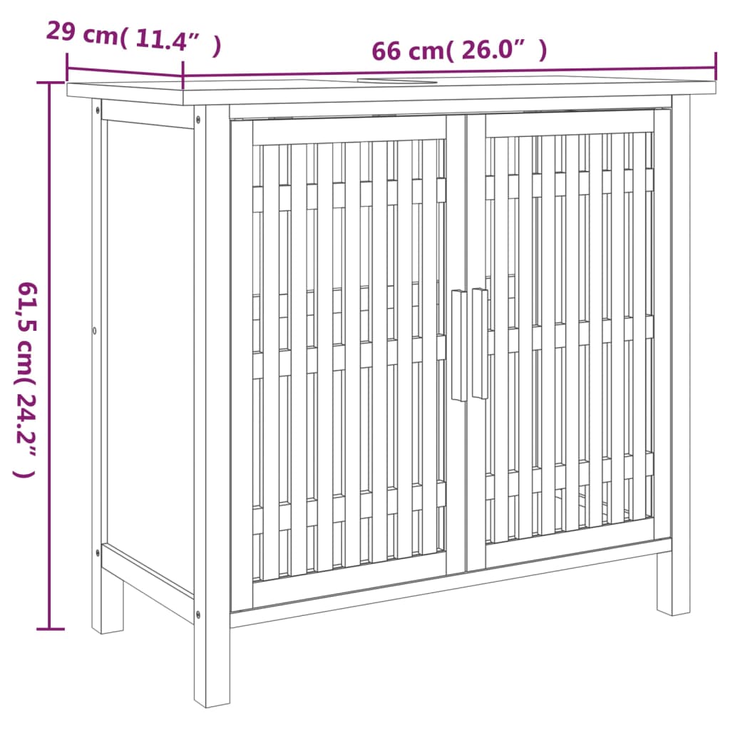 Tvättställsskåp 66x29x61,5 cm massivt valnötsträ