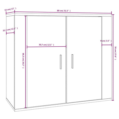 Skänk sonoma-ek 80x33x70 cm konstruerat trä