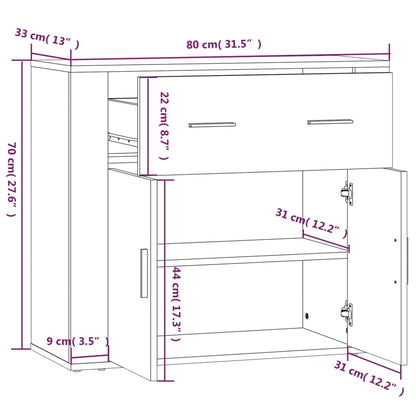 Skänk vit 80x33x70 cm konstruerat trä