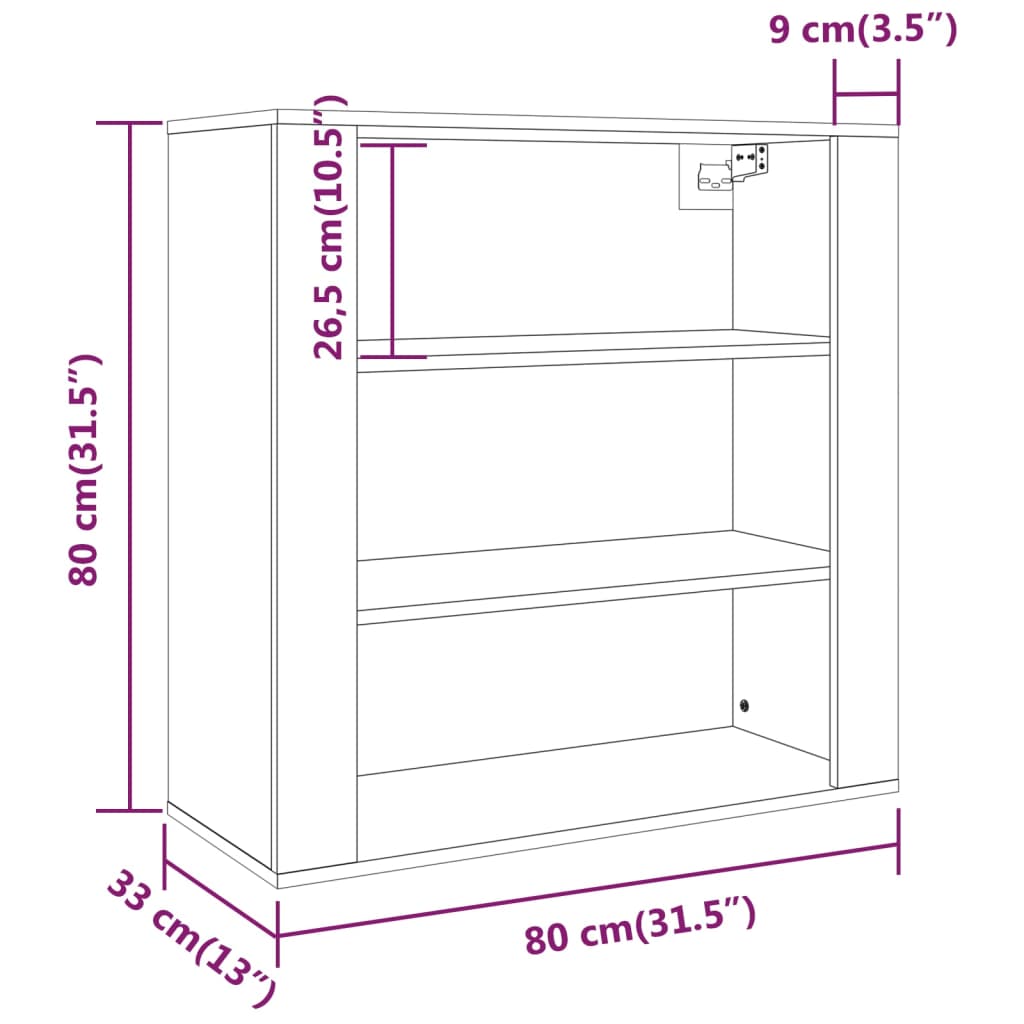 Väggskåp sonoma-ek 80x33x80 cm konstruerat trä