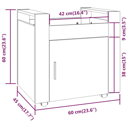 Skrivbordsvagn svart 60x45x60 cm konstruerat trä