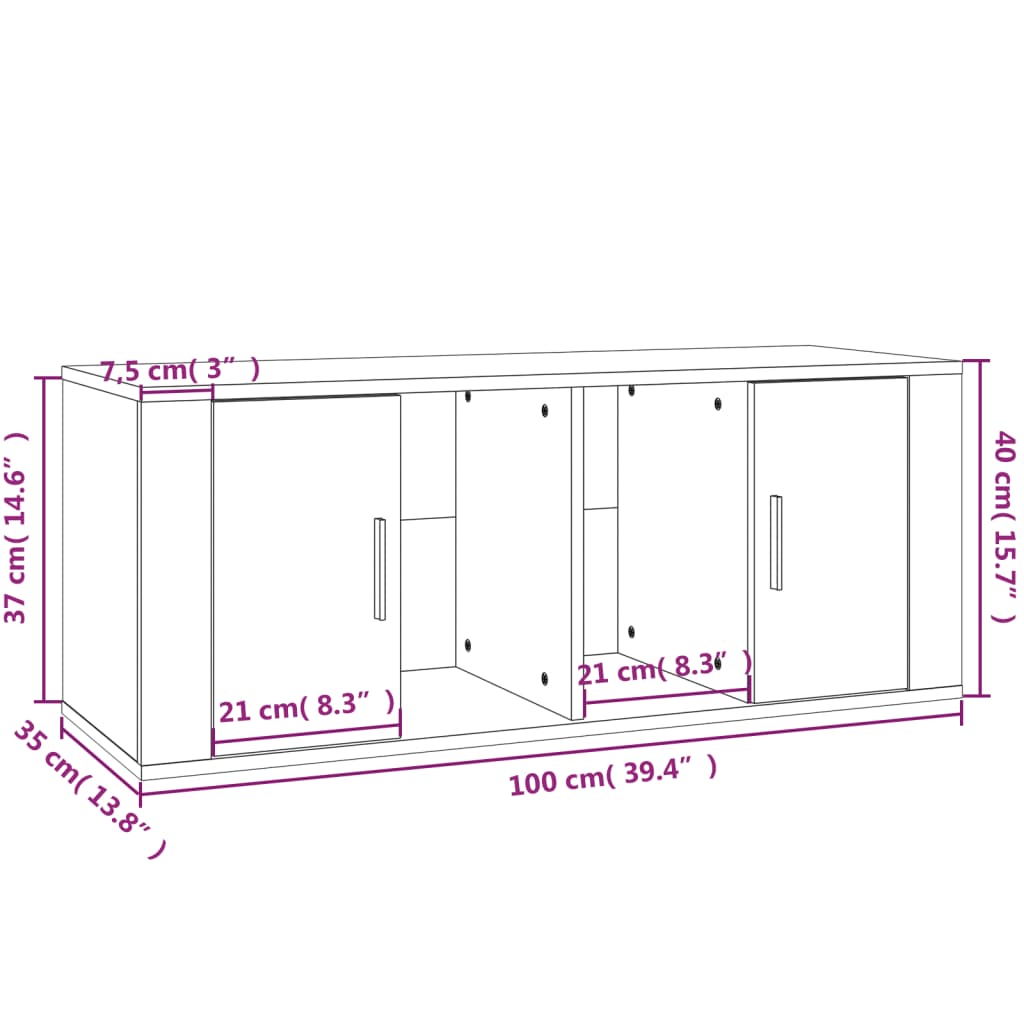 TV-skåp sonoma-ek 100x35x40 cm konstruerat trä