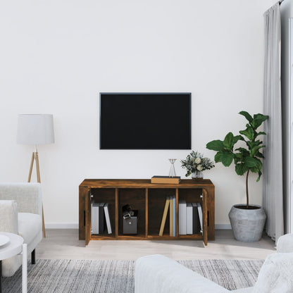 Tv-bänk rökfärgad ek 100x35x40 cm konstruerat trä