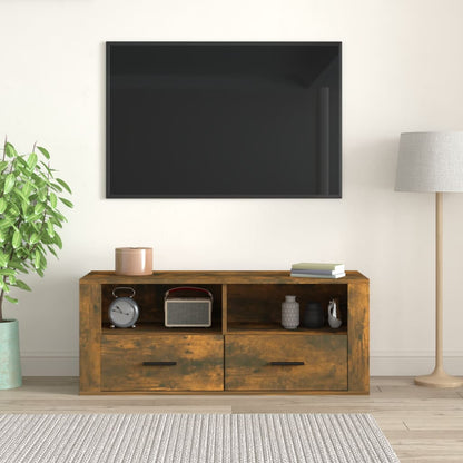 Tv-bänk rökfärgad ek 100x35x40 cm konstruerat trä