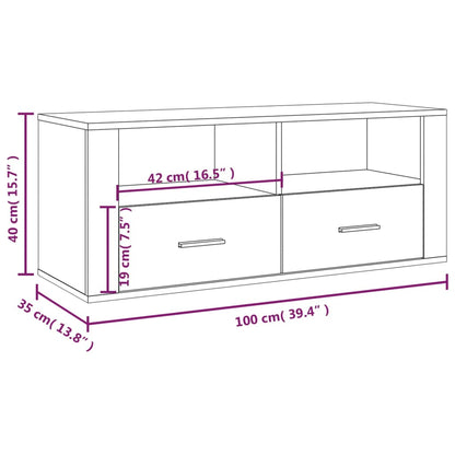 Tv-bänk rökfärgad ek 100x35x40 cm konstruerat trä