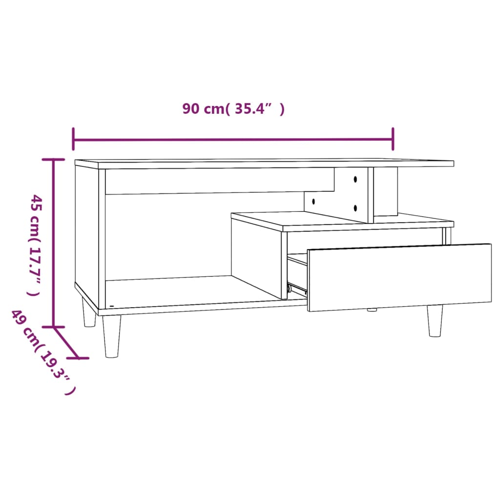 Soffbord svart 90x49x45 cm konstruerat trä