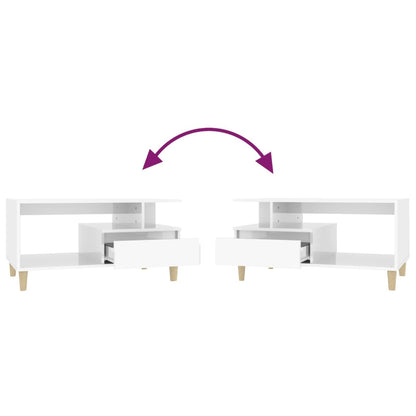 Soffbord vit högglans 90x49x45 cm konstruerat trä