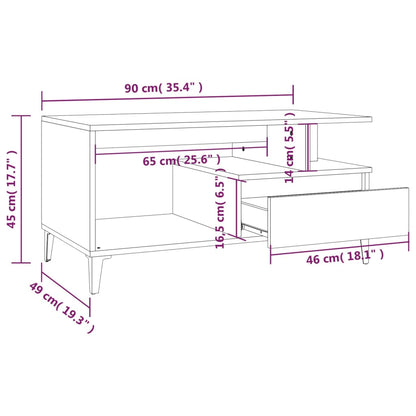 Soffbord vit 90x49x45 cm konstruerat trä